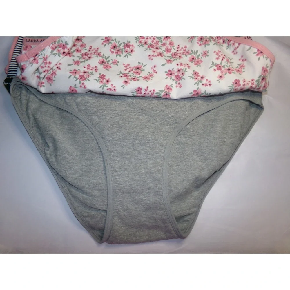 Laura‎ Ashley 5 Pack Cotton Spandex Panties Floral Stripe 1X NWT
